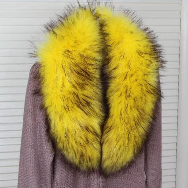 

Lady Blinger new rose faux raccoon fur shawl winter parka hood fur decor manmade fur collar men women faux fur scarf