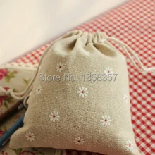 100 шт./лот джута/лен drawstring подарочные пакеты для косметики/Jade/гарнитуры упаковка, размер быть настроены, различные цвета