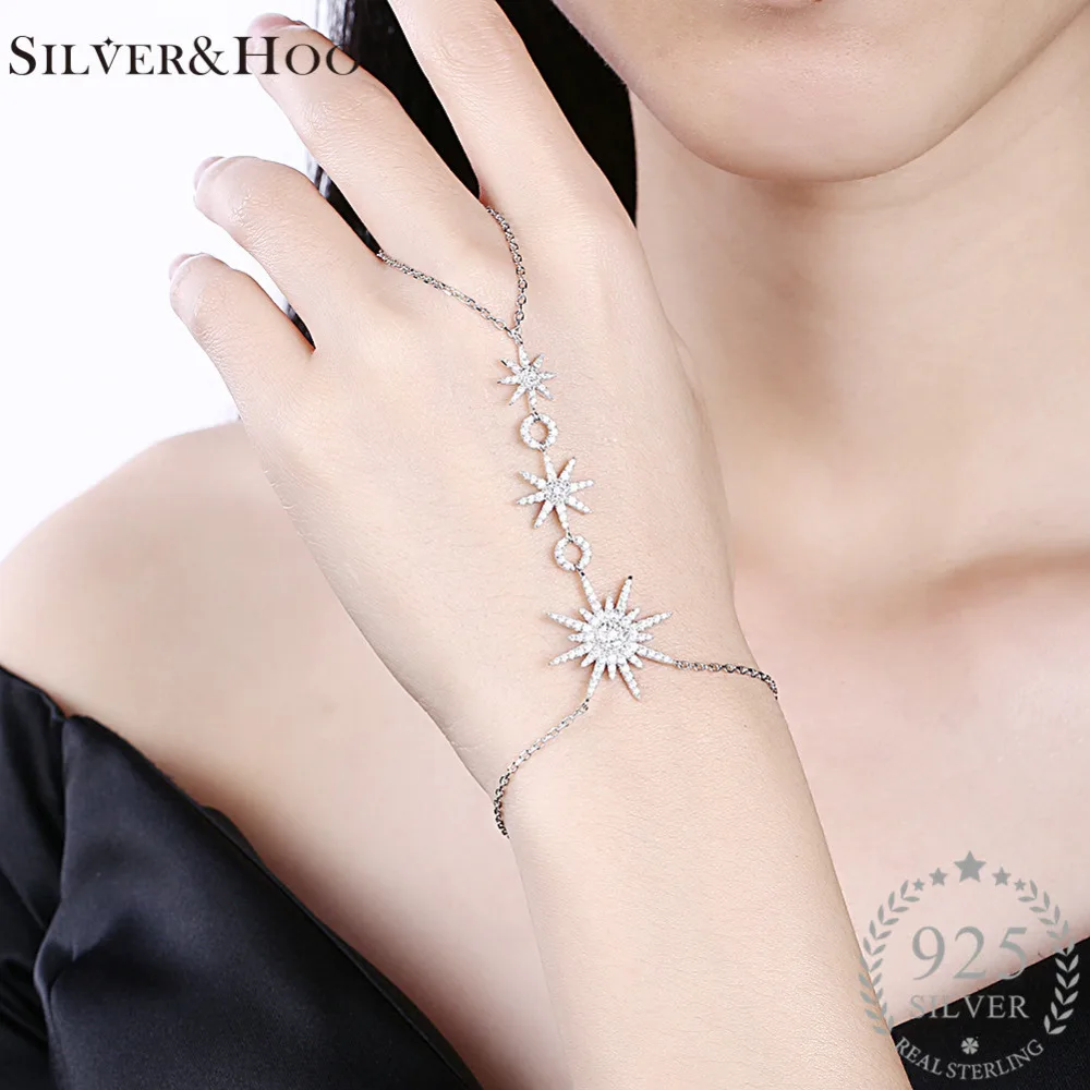 

SILVERHOO Women Multi Starfish Sea Star Bracelets & Bangles Fine Jewelry Ocean Design Gift 925 Sterling Silver with Zircon