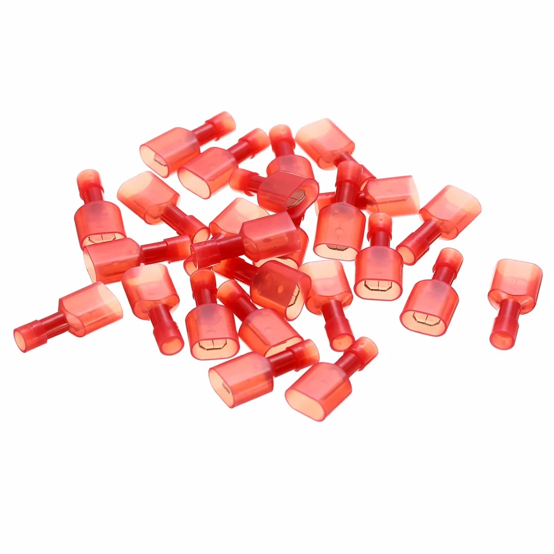 NEW 50pcs Red Nylon Quick Disconnect Connector Terminals 18-22 AWG Male & Female Insulated Crimp Terminals