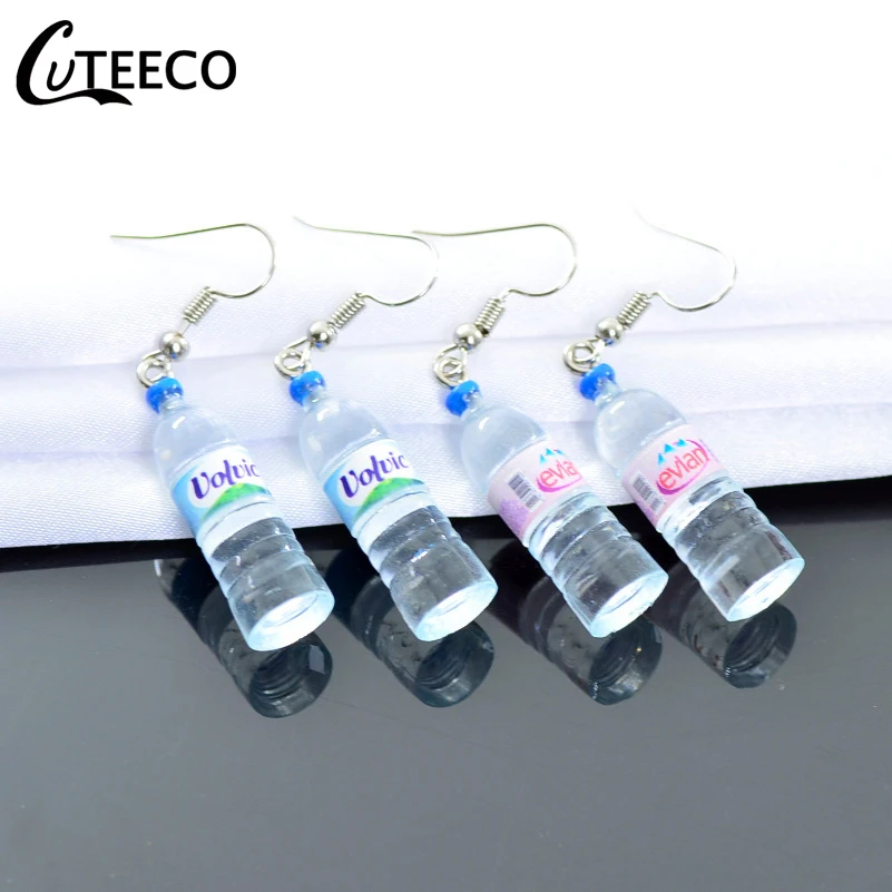 

CUTEECO 2018 New Korean Cute Little Mineral Water Bottle Pendant Handmade Drop Earrings for Women Best Friend Creative Jewelry