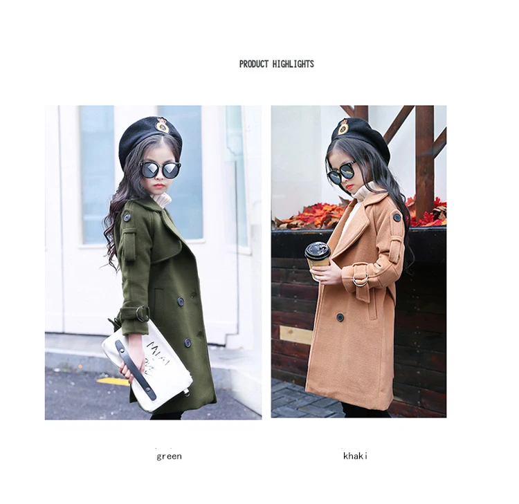 Baby Jackets Wool Coats Girls Children's Warm Winter overcoat fashion leisure long down Coats For Teenage 5-16Y kids clothing (2)