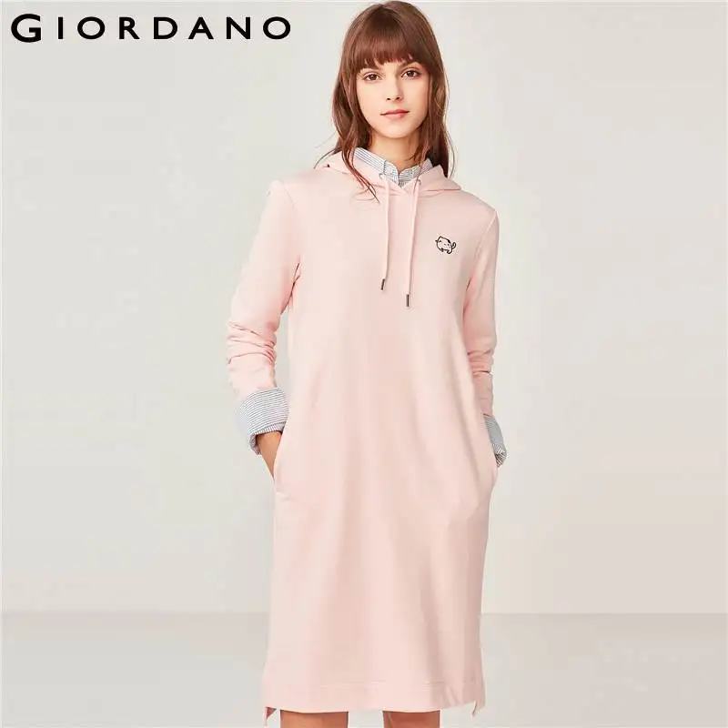 Giordano Женская толстовка платье женские толстовки зима вышитый узор милые с