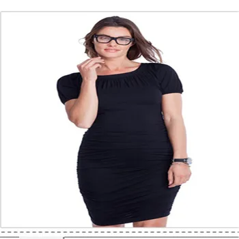 

Maternity Women Dress Summer Short Sleeve O-Neck Knee Length Dress New Mom Western Style High Elastic Waist Slim Fit Dresses