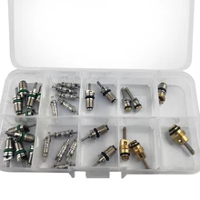 30 pcs 자동차 구색 a/c ac 시스템 schrader 밸브 코어 r134a 키트 7 종류의 밸브 도요타 gm 포드 볼보 혼다 등(China)