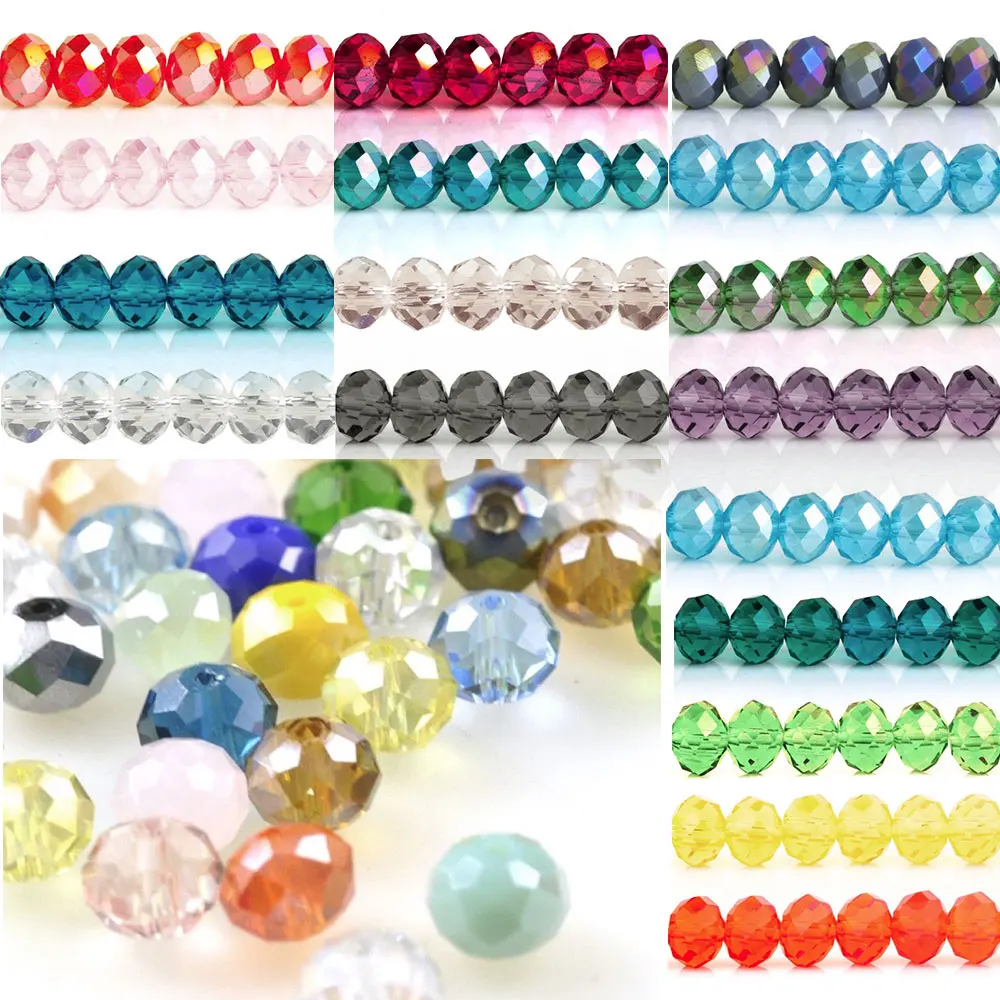 5040 100 шт. круглые стеклянные бусины 6 мм 18 цветов|crystal rondelle|jewellery makinground glass beads |