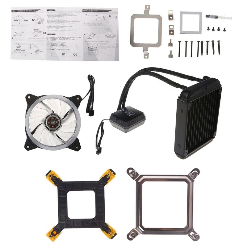 

Liquid Freezer Cooling System CPU Cooler Fan Fluid Dynamic Bearing Radiator Kit CPU Cooler