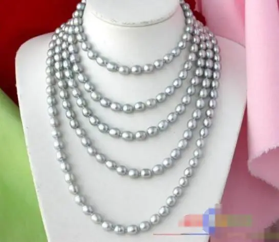 

Hot sale new Style >>>>> LONG 100" 11MM GRAY RICE FW CULTURED PEARL NECKLACE