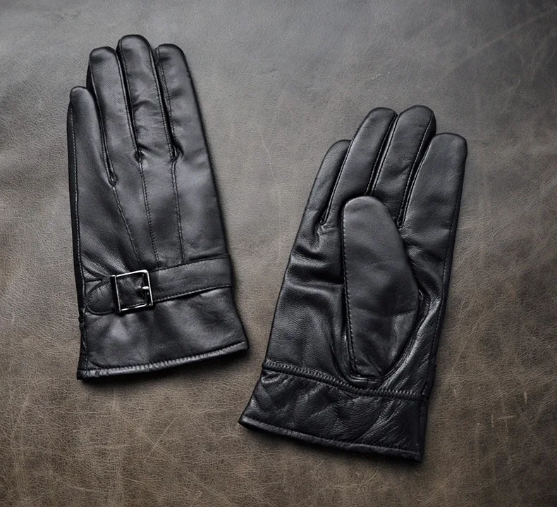 Натуральная мужские кожаные перчатки зимние перчатки высокого качества Натуральная овечья кожа варежки мужские из натуральной овчины перчатки зимние TWA554