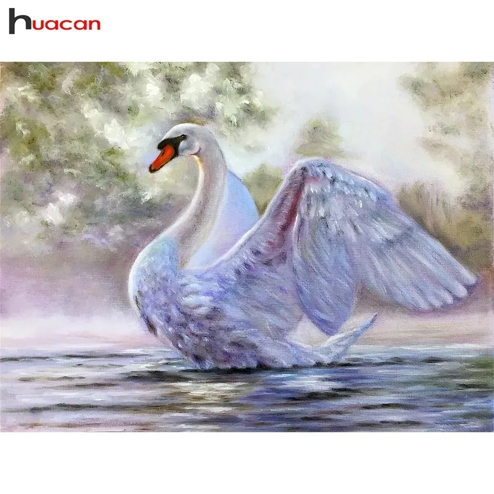 

HUACAN 5D Paint With Diamonds Animals DIY Mosaic Diamond Embroidery Swan Full Square/Round Drill Resin Decoration Home