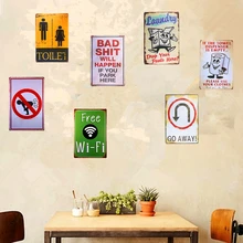 Туалет Bad Shit Бесплатный Wi-Fi ресторан кофе кафе стены Винтаж Плакат Металлический Знак Ретро жестяная доска