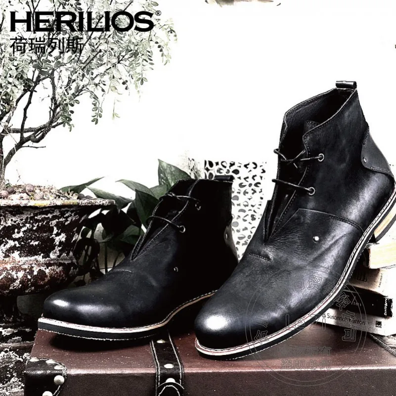 Hombre Botas de Martin Vintage Botas de Moto High-Top Punta Redonda Botas de Monta/ña con Cordones Cremallera Planas Botines Botas de Nieve
