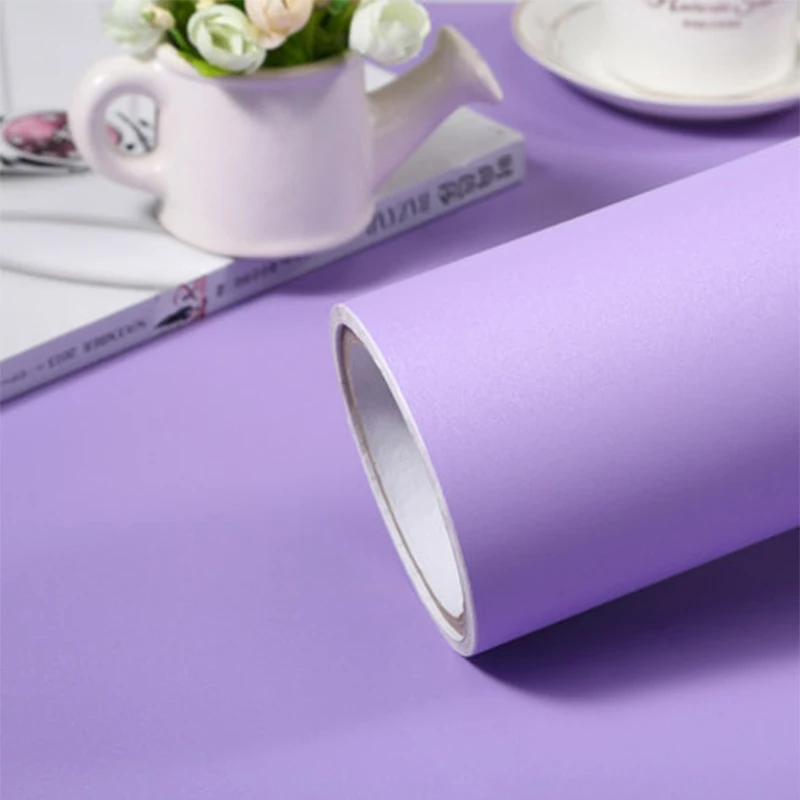 1 м/2 м Водонепроницаемая мраморная настенная бумага, виниловая самоклеящаяся пленка, декор для стен в гостиную, для кухонных шкафов, настольная контактная бумага для ящиков - Цвет: Matt Light Purple