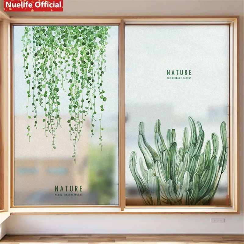 

Green leaf pattern floor to ceiling window sticker living room bedroom kids room bathroom office sliding door pvc window film