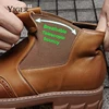 YIGER New Men boots Chelsea Winter Ankle Boots Genuine Leather Slip-on Man Desert Boots Plush fur warm Men martins shoes   0202a ► Photo 2/6
