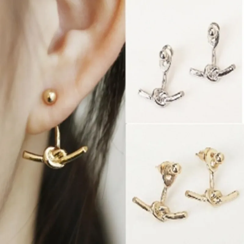 

European and American fashion jewelry fashion simple temperament wild metal knot earrings women