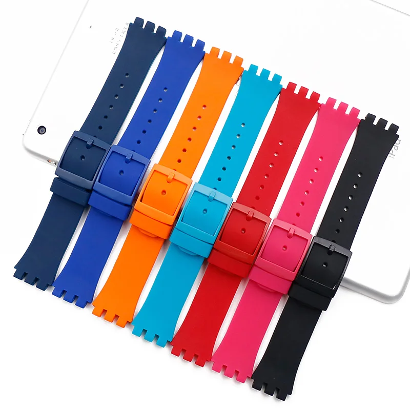 Pin buckle 20mm silicone strap men for Swatch SUSB401SUSW402SUSN400SUSL400 rubber strap waterproof bracelet watch band