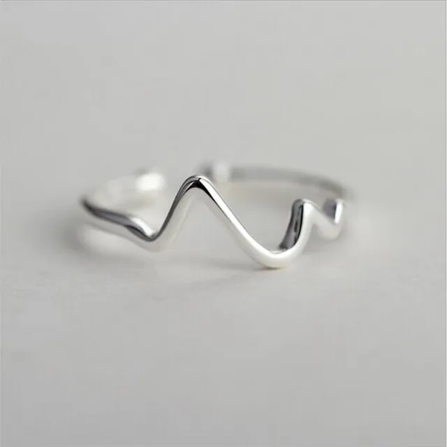 Fashion Simple Open V-ring Anti-allergy Korean 925 Sterling Silver Jewelry Wave Fashion Simple Open V-ring Anti-allergy Korean 925 Sterling Silver Jewelry Wave