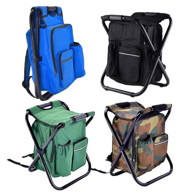 

Multi-functional Portable Folding Camping Chair Backpack With Insulated Picnic Bag Hiking Outdoor Seat Table Bag Drop Shipping