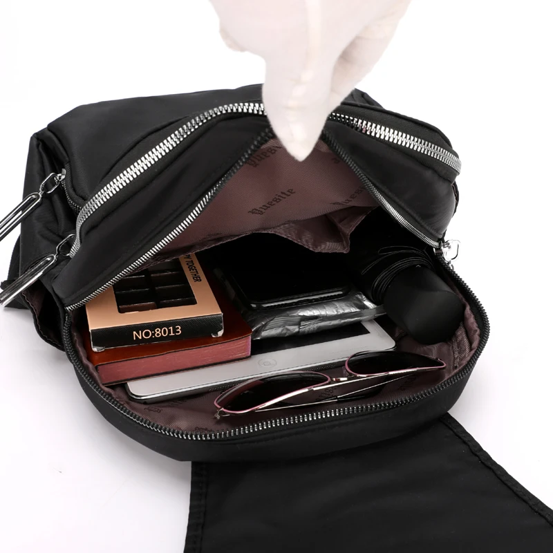 Lightweight Nylon Backpack Waterproof Breathable Fabric Students School Bag Fashion Solid Color Shoulder Schoolbag Knapsack