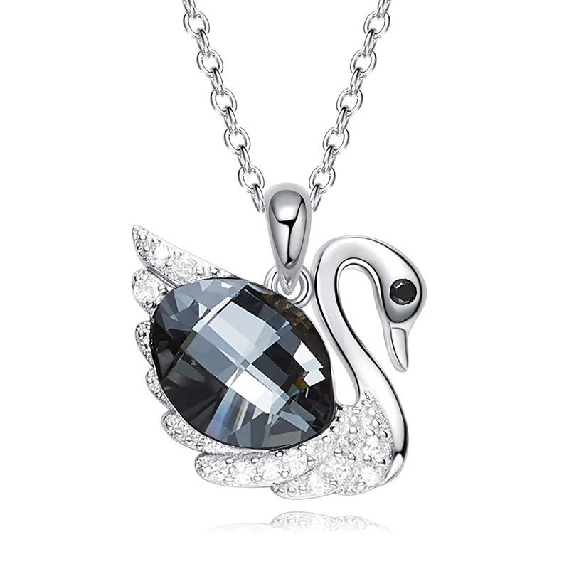 

925 Sterling Silver Embellished with crystals from Swarovski Necklaces for Women Elegant Extraordinary Animal Swan