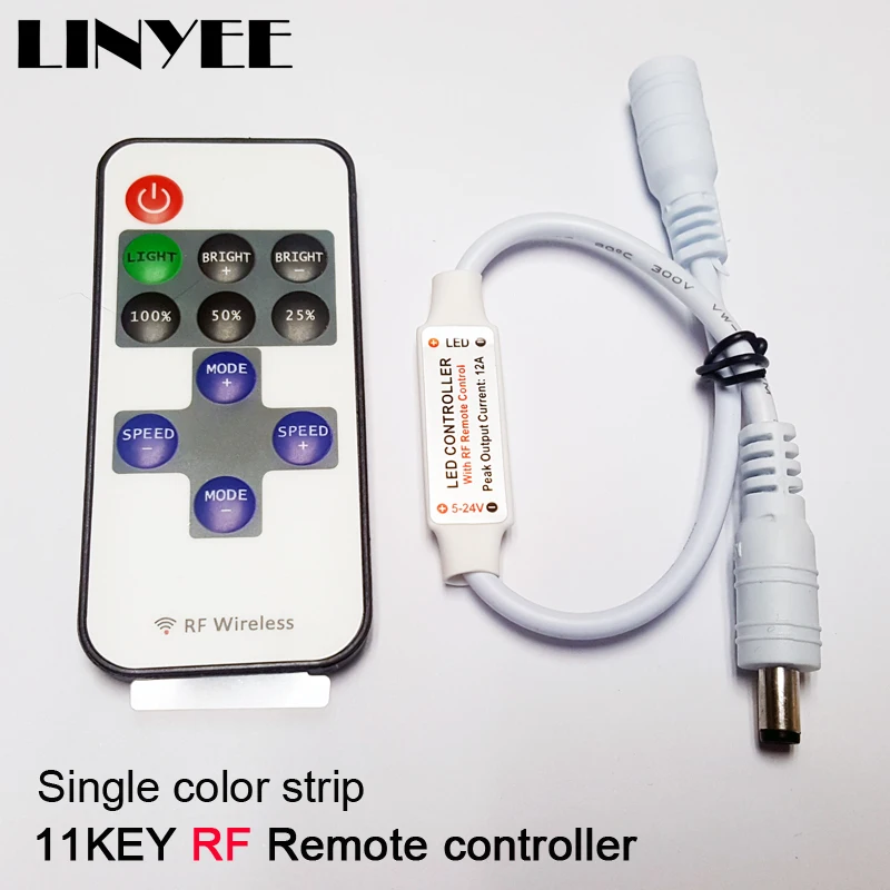 

Single Color Remote Control Dimmer DC 12V 11keys Mini Wireless RF LED Controller for led Strip light SMD 5050 2835 3528 10pcs