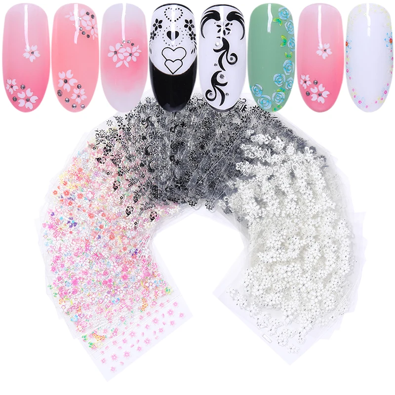 

Colorful 3D Nail Stickers Adhesive Nail Foil Decals Transfer Stickers Nail Art Decoration Mixed Pattern for DIY Nails