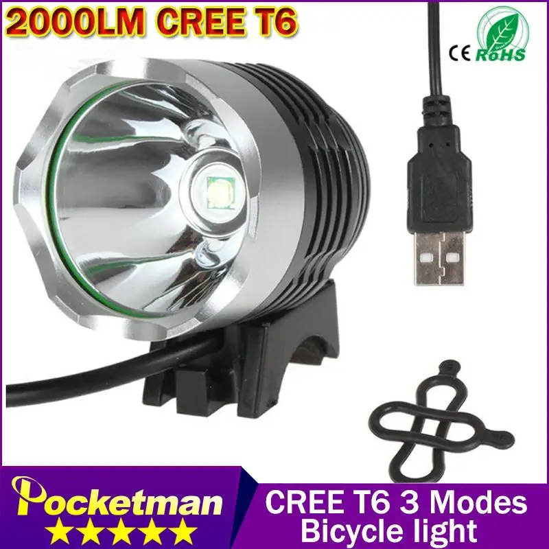 2000 люмен CREE XM-L T6 светодиодная велосипедная фара фонарь для - Цена: 