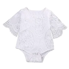 

baby Girls White ruffles Sleeve Romper Infant Lace Jumpsuit Clothes Sunsuit Outfits