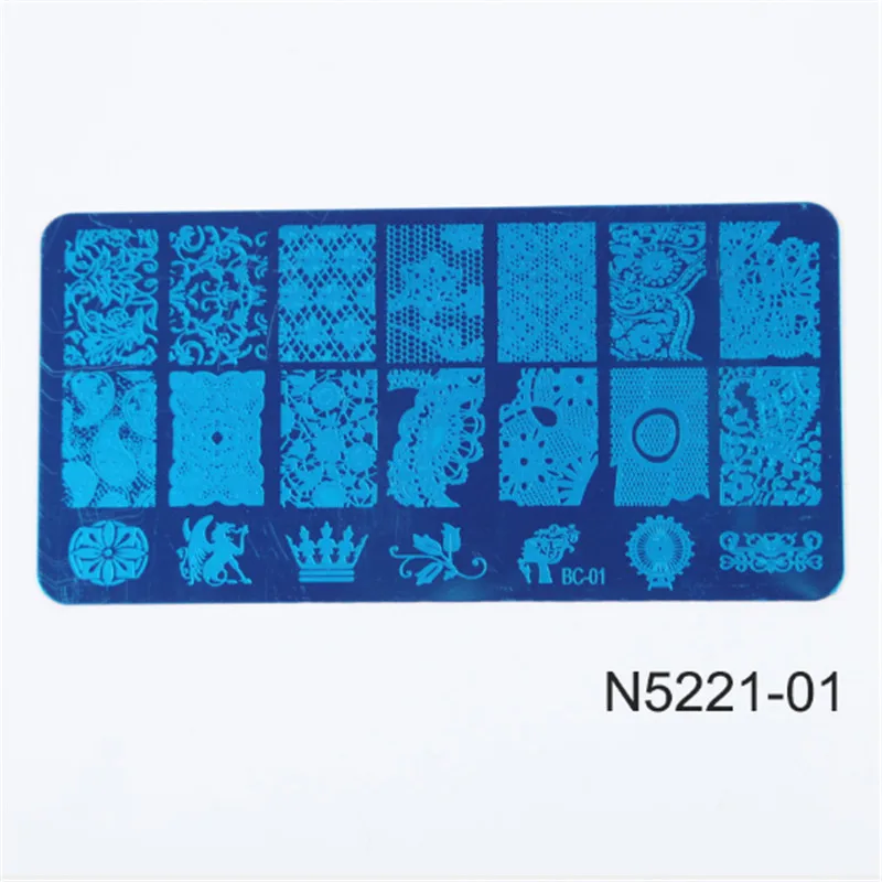

ROSALIND 1pcs 12*6cm Rectangle Nail Stamping Template Flowers Animal Patterns DIY Nail Designs Manicure Stamp Plate Stencils