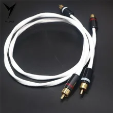 1 pair RCA to RCA Hi end OFC pure copper plated silver 6mm Headphone Extension Wire Cord Aux 2RCA to 2RCA Audio Cable