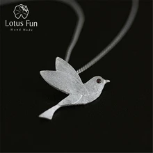 Lotus Fun реальные 925 серебро ручной работы Fine Jewelry Подвеска голубь без ожерелье Acessórios для женщин