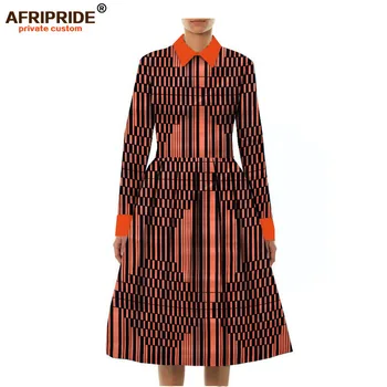 

2018 Autumn midi dress for women AFRIPRIDE private custom long sleeve knee-length african women dress A7225100