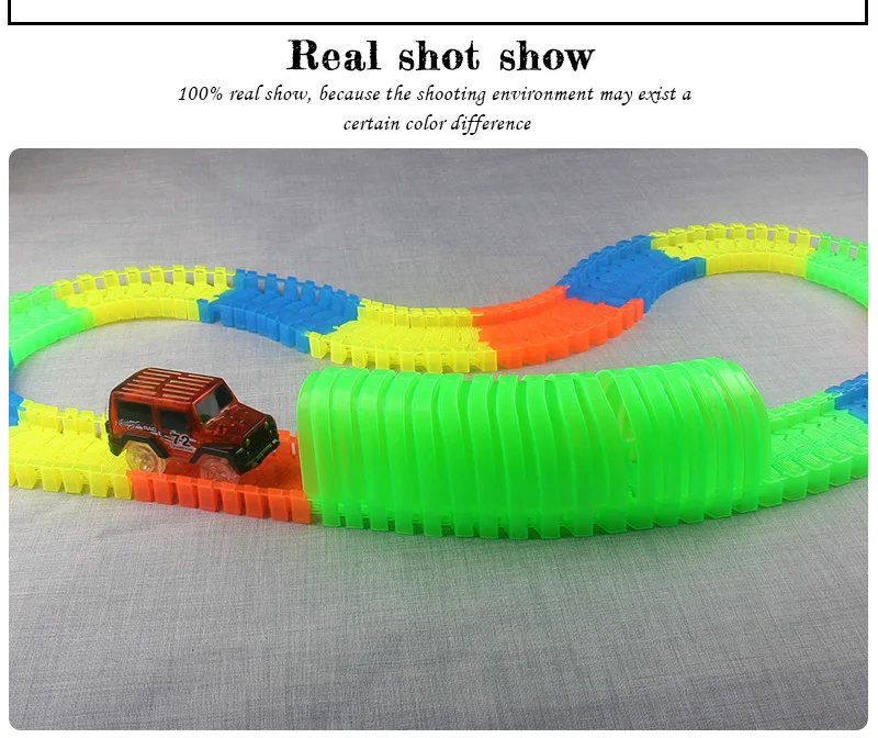 Железная дорога модель автомобиля магическое освещение трек изгиб Гибкая вспышка Темный Собранный автомобиль игрушка гоночный трек игровой набор мальчик электронные игрушки