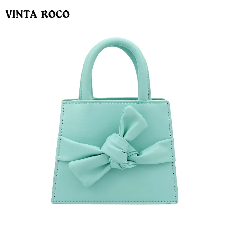 

2019 New Sweet Lady Simple Floral Bowknot Handbag For Women White Mint Crossbody Shoulder Bag