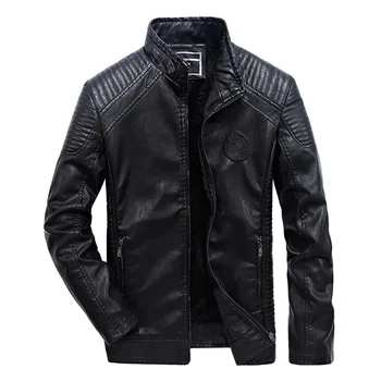

Fashion Mens Leather Jacket Warm Fleece Lined Autumn Men Coat Streetwear Male Biker Motorcycle Leather Jackets L-6XL Plus Size