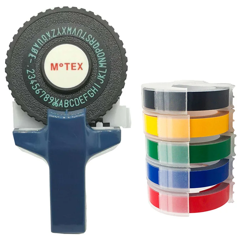 

Blue Motex E101 Manual Label Maker DIY Hand Decorative Manual Typewriter for 9mm 3D embossing PVC plastic label tape