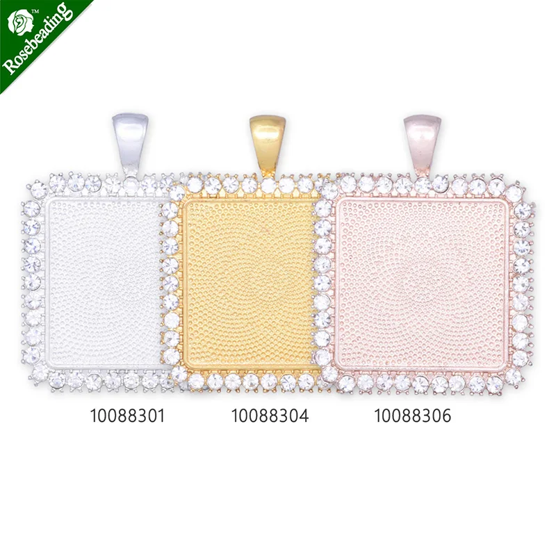

10pcs 25mm 1inch square zinc alloy Rhinestone Pendant,Rhinestone Claw Pendant Tray,Pendant Blank Bases
