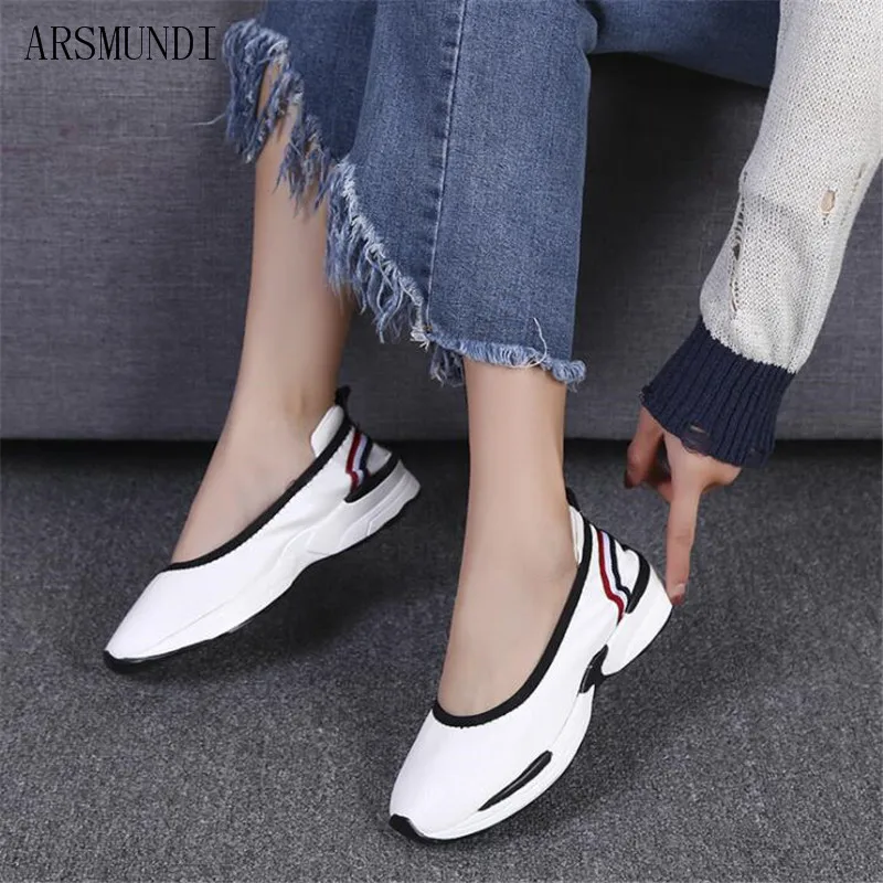 

ARSMUNDI Women Flat Shoes 2019 Soft Bottom Walking Shoes Woman Vulcanize Shoes Summer Sneakers Femme Wedges M482