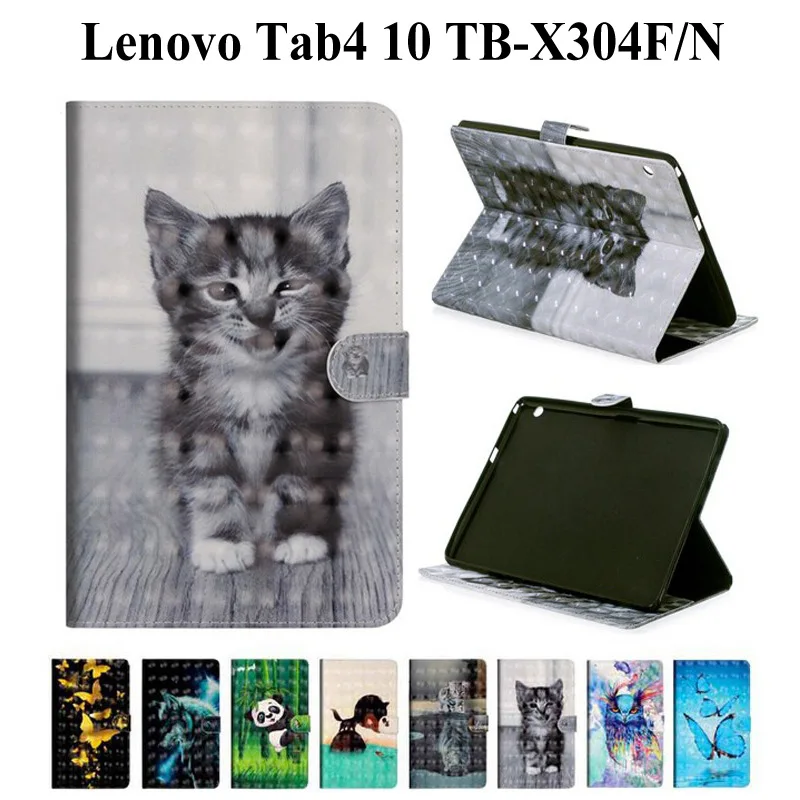 

3D Printing PU Leather Case For Lenovo Tab 4 10 TB-X304F/L/N 10.1 inch Cover for TAB 4 10 Plus 10.1 TB-X704F/N Case+film+pen
