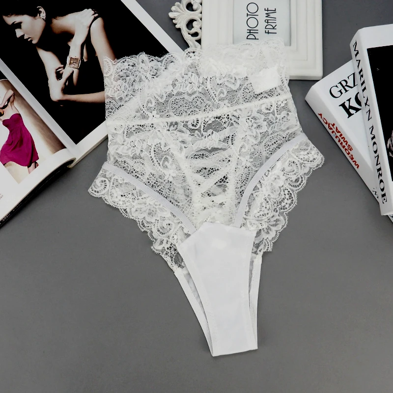 2019 Amazing Sexy Panties Women High Waist Lace Thongs and G Strings Underwear Ladies Hollow Out Underpants Imitation Lingerie