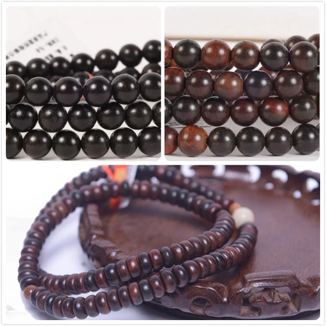 

108pcs New Fashion Ethnic Jewelry Bodhi Buddha Beads Bracelet Agarwood Jewelry multi layers Rosary Mala sandalwood for Women Men