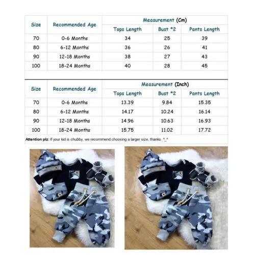 Для Новорожденных Для маленьких мальчиков Набор одежды из трех предметов Камуфляжный Длинные штаны Комплект одежды с шапочкой