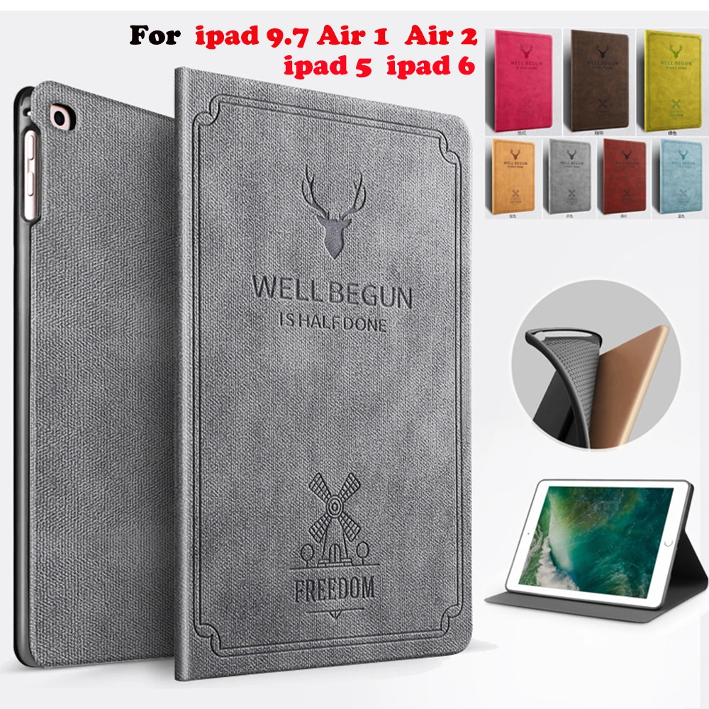 

for iPad Air 1 2 Case iPad 9.7 2018 3D Deer Stand Magnetic Smart Cover Auto Sleep/Wake Folding PU Leather for iPad 5 6 9.7" Case