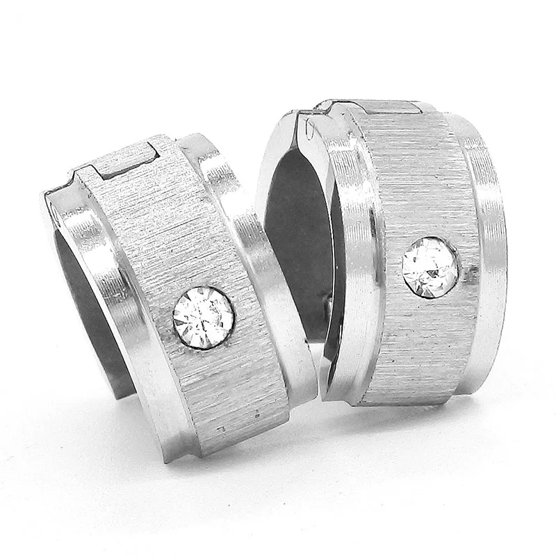 E006B AMUMIU Elegant Stainless Steel Hoop Earrings For Women Cubic Zircon Frosting Surface Gold Silver Party Jewelry E003-E008 - Окраска металла: E006B