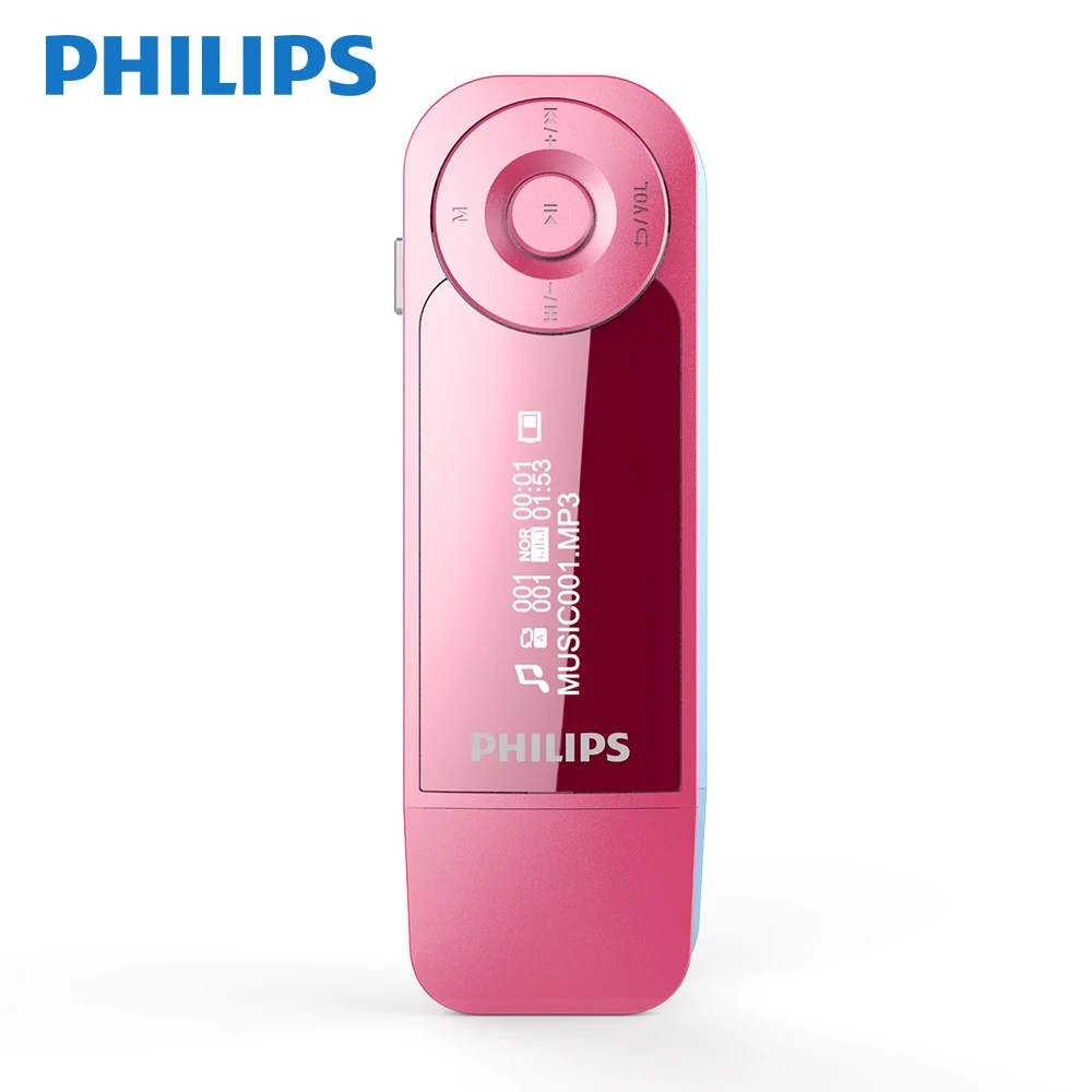 Philips 8 Гб мини музыкальный MP3 плеер USB студенческие спортивные бег клип с наушниками FM радио Walkman SA1208 - Цвет: Pink