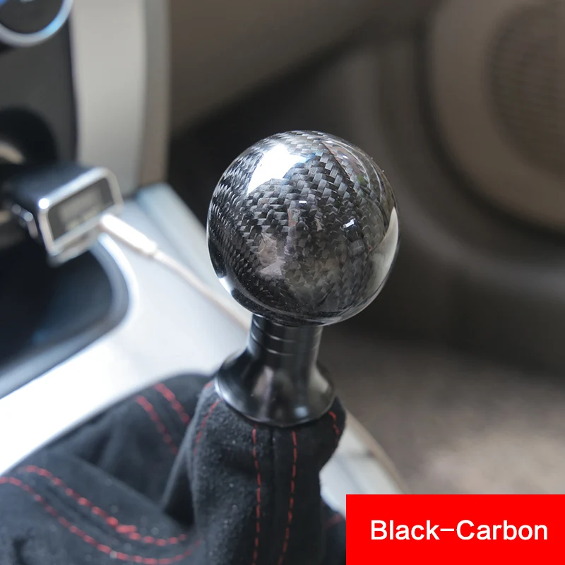 Carbon Fiber Style Universal Black Round Ball Manual Gear Shift Shifter Knob new