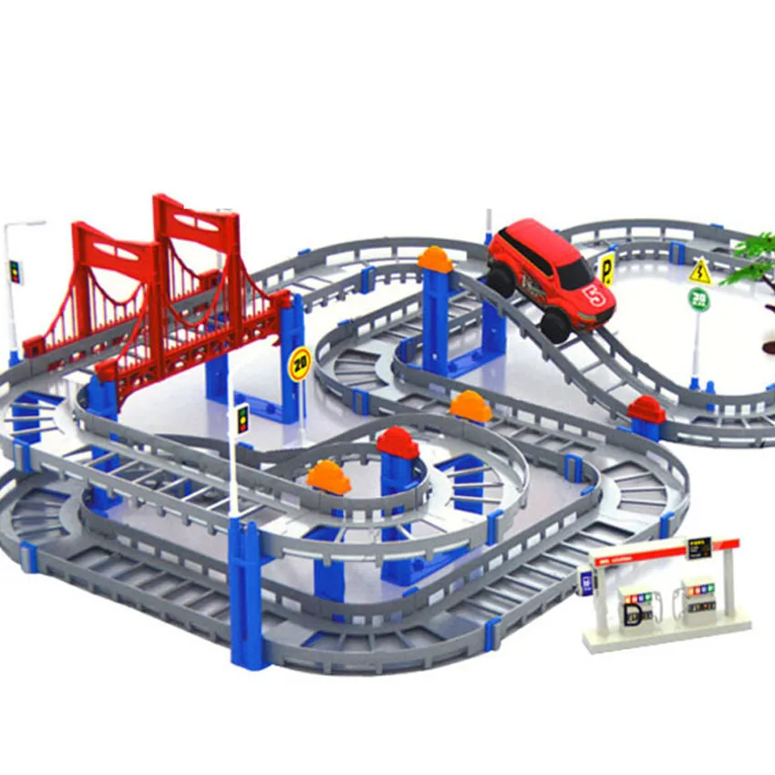 Kids Multilayer Electric Rail Car Construction Vehicles Toy Assembled