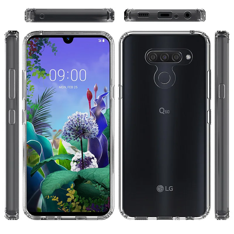 Для LG Q60 силиконовый чехол ТПУ бампер + жесткий Гибридный акриловый задний Чехол