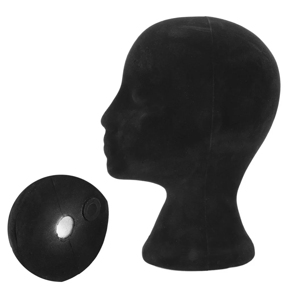 

2019 original 1pc black foam mannequin heads styling manikin training head wig displaying model hat cap display stand unisex